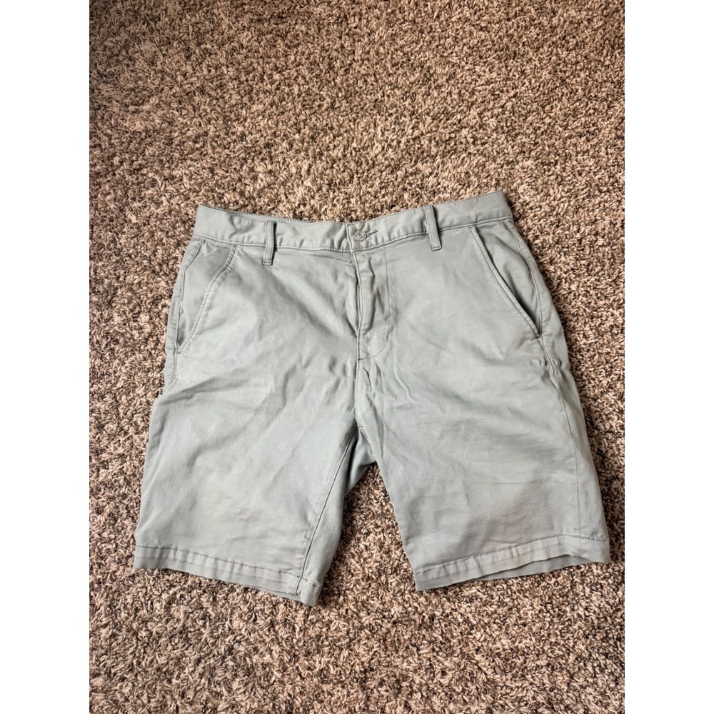 7 For All Mankind Mens Chino Shorts Size 32 Light Sage Green Flat Front Casual